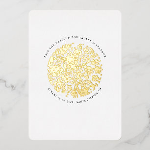 Bloemrijke Ronde Minimalistische Glamoureuze Bewaa Folie Uitnodiging