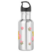 Bloemrijke Roos Initiële Letter Monogram Naam Kopp Waterfles (Achterkant)