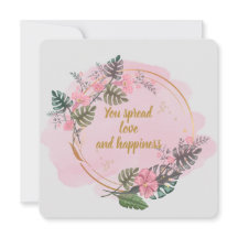 Bloemrijke, roze bedankkaart