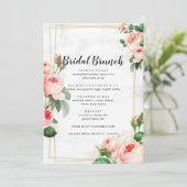 Bloemrijke Roze Blush Bruids Brunch Menu (Staand voorkant)