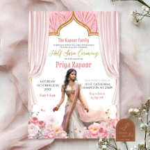 Bloemrijke Roze Bruine Indiase Meisje Half Saree C