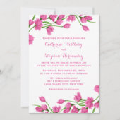 Bloemrijke Roze En Witte Bloemen Fuchsia Bruiloft Kaart (Voorkant)