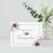 Bloemrijke Roze Goud Roze Wil Je Mijn Peetmoeder Z Uitnodiging Briefkaart (Staand voorkant)