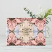 Bloemrijke Roze Gouden Blush Roze Bewaar De Datum Aankondiging (Staand voorkant)