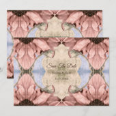 Bloemrijke Roze Gouden Blush Roze Bewaar De Datum Aankondiging (Voorkant / Achterkant)