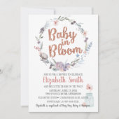 Bloemrijke Roze Gouden Glitter Baby In Bloom Feest Kaart (Voorkant)