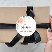 Bloemrijke roze gouden groene thank you ronde sticker