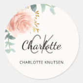 Bloemrijke roze gouden groene thank you ronde sticker (Voorkant)