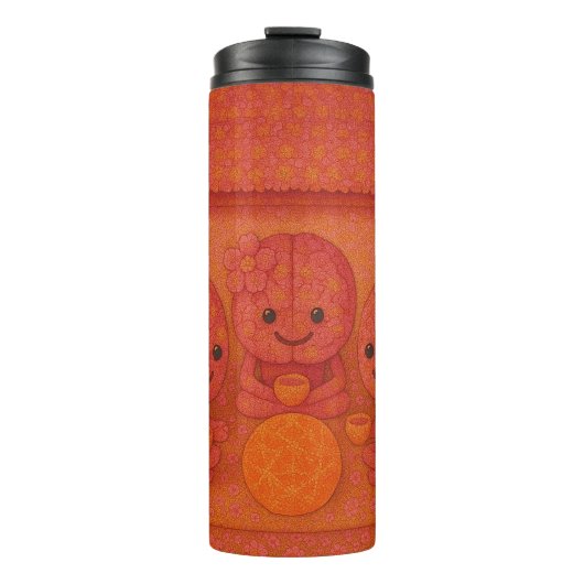 Bloemrijke Roze Hersenen Thermosbeker (Voorkant)