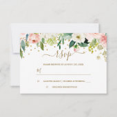 Bloemrijke Roze Perzik Gouden Confetti RSVP (Voorkant)
