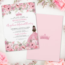 Bloemrijke Roze Pink Quinceanera
