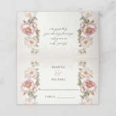 Bloemrijke Roze Pioen Elegante Lente Bruiloftsrece Plaatskaartje (Buitenkant ongevouwen)