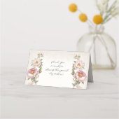 Bloemrijke Roze Pioen Elegante Lente Bruiloftsrece Plaatskaartje (Achterkant)