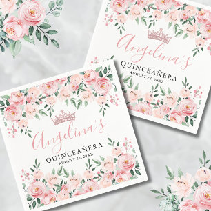 Bloemrijke Roze Quinceañera Servet