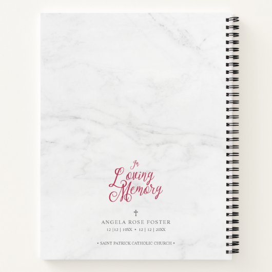 Bloemrijke Roze & Rode Garland Begrafeniscondolean Notitieboek (Achterkant)