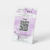 *~* Bloemrijke Roze Tafel Tent PAY. QR-code Tafelb Reclamebord Met Voetstuk (Voorkant)