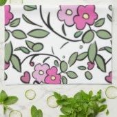 Bloemrijke Roze Theedoek (Gevouwen)