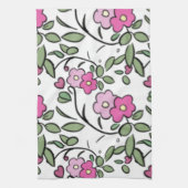 Bloemrijke Roze Theedoek (Verticaal)