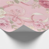 Bloemrijke Rozen & Lint Strikken Inpakpapier (Hoek)