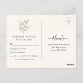 Bloemrijke RSVP Huwelijk Postkaart (Achterkant)