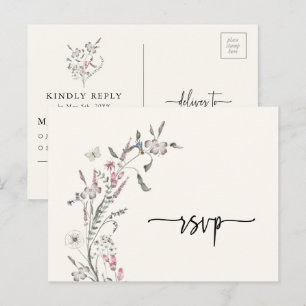 Bloemrijke RSVP Huwelijk Postkaart