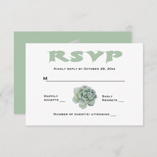Bloemrijke RSVP Mintgroene Vetplant Cactusreactie (Voorkant / Achterkant)