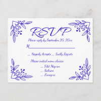 Bloemrijke RSVP Navy Blauwe Kobalt Huwelijksbloeme