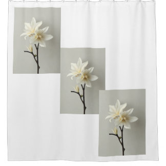 "Bloemrijke Rust: Vanille Bloem Badkamer Decor Douchegordijn