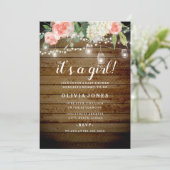 Bloemrijke Rustieke Achtertuin Baby shower Uitnodi Kaart (Staand voorkant)