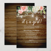 Bloemrijke Rustieke Achtertuin Baby shower Uitnodi Kaart (Voorkant / Achterkant)