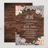 Bloemrijke Rustieke Houten Kant 30e Verjaardag Uit Kaart (Voorkant / Achterkant)