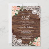 Bloemrijke Rustieke Houten Kant 80ste Verjaardag U Kaart (Voorkant)