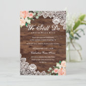 Bloemrijke Rustieke Houten Kant Gelofte Vernieuwin Kaart (Staand voorkant)