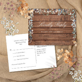 Bloemrijke Rustieke Houten Song Request RSVP Postk Uitnodiging Briefkaart