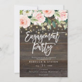 Bloemrijke rustieke houten verlovingsfeest kaart (Voorkant)