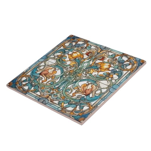 Bloemrijke Rustieke Indigo Azulejo Tegels Tegeltje (Zijkant)