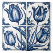 Bloemrijke Rustieke Indigo Azulejo Tegels Tegeltje (Voorkant)