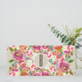 Bloemrijke Rustieke Kraft Monogram Cadeaubon (Staand voorkant)