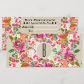 Bloemrijke Rustieke Kraft Monogram Cadeaubon (Voorkant / Achterkant)