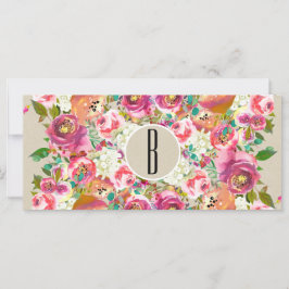 Bloemrijke Rustieke Kraft Monogram Cadeaubon