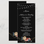 Bloemrijke Rustieke Magnolia Slingerlichten Menu (Voorkant / Achterkant)