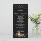 Bloemrijke Rustieke Magnolia Slingerlichten Menu (Staand voorkant)