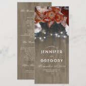 Bloemrijke Rustieke Plum en Bourgondische Wedding  Programmakaart (Voorkant / Achterkant)