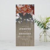 Bloemrijke Rustieke Plum en Bourgondische Wedding  Programmakaart (Staand voorkant)