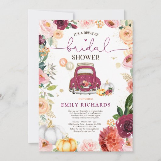 Bloemrijke rustieke pompoen rijden door Vrijgezell Kaart (Voorkant)