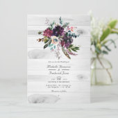 Bloemrijke Rustieke QR Code RSVP Boheemse Bruiloft Kaart (Staand voorkant)