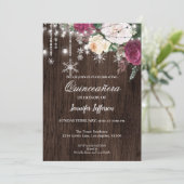 Bloemrijke Rustieke Quinceanera Uitnodiging (Staand voorkant)