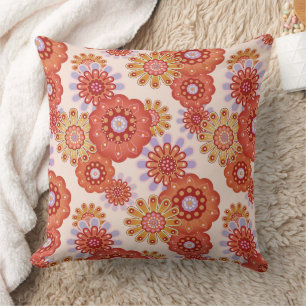 Bloemrijke rustieke retro bruine beige kussen
