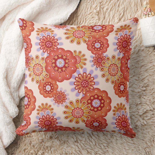 Bloemrijke rustieke retro bruine beige kussen (Deken)
