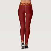 Bloemrijke Rustieke Retro Diep Rood Land Leggings (Achterkant)